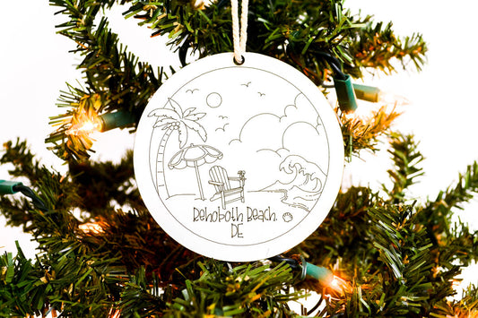 Custom Local Beach Ornament - Adirondack - Set of 6