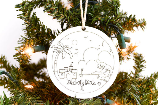 Custom Local Beach Ornament - Sand Castle - Set of 6