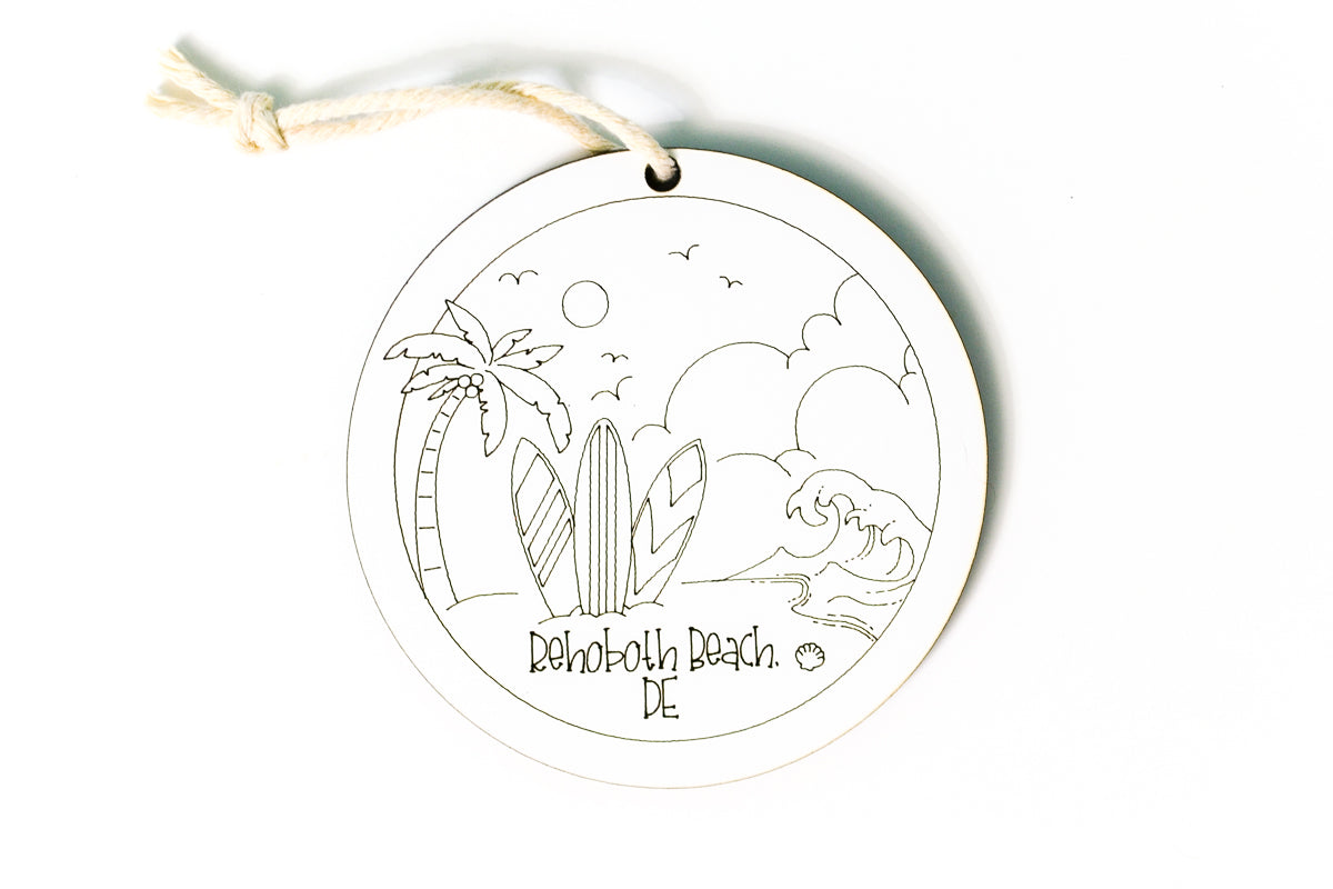 Custom Local Beach Ornament - Adirondack - Set of 6