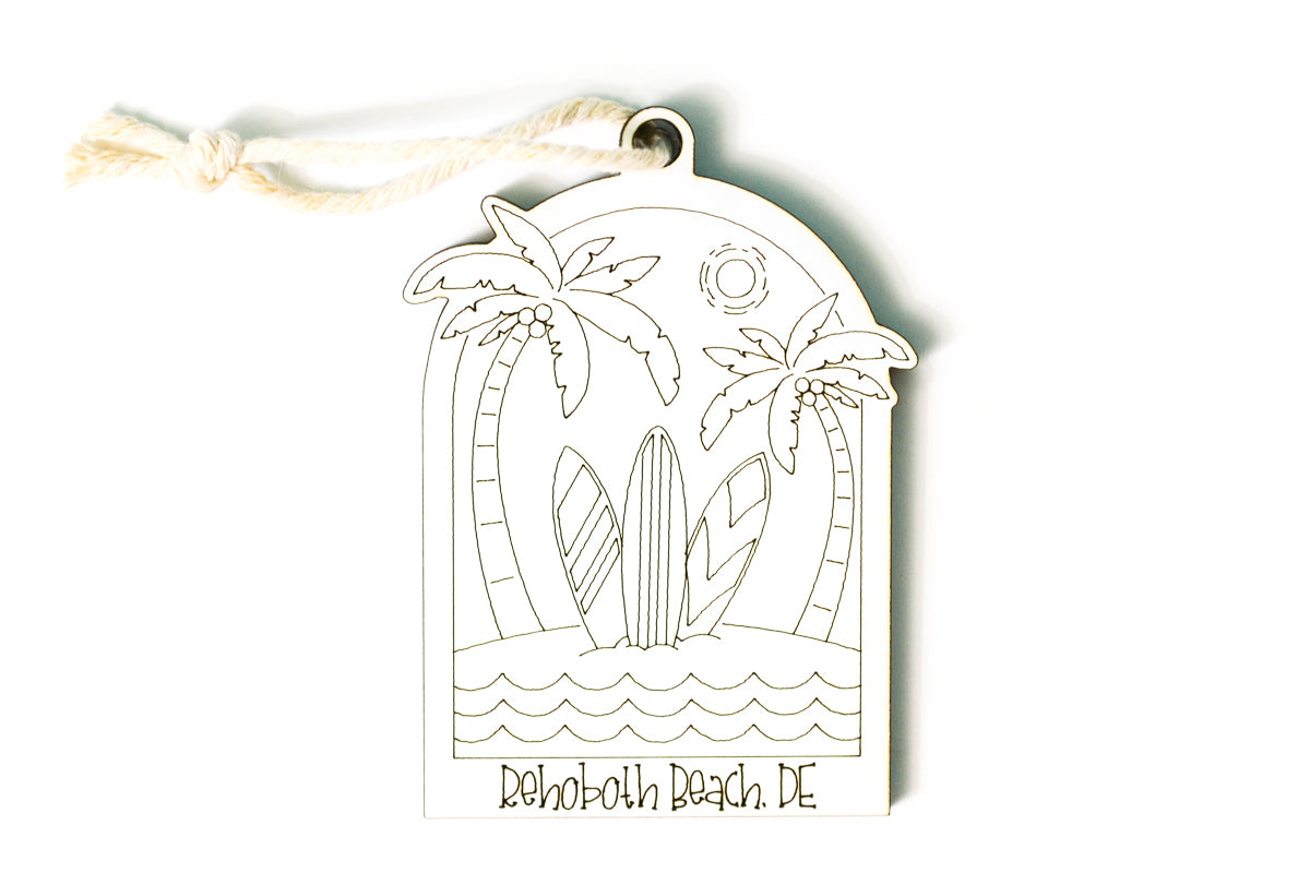 Custom Local Beach Ornament - Tall Surfboards - Set of 6