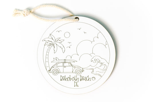 Custom Local Beach Ornament - Surf car -  Set of 6